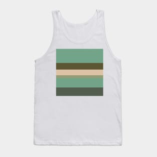 A miraculous tailoring of Camo Green, Dark Vanilla, Artichoke, Oxley and Ebony stripes. Tank Top